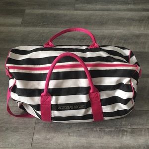 VICTORIA SECRET STRIPED DUFFLE BAG